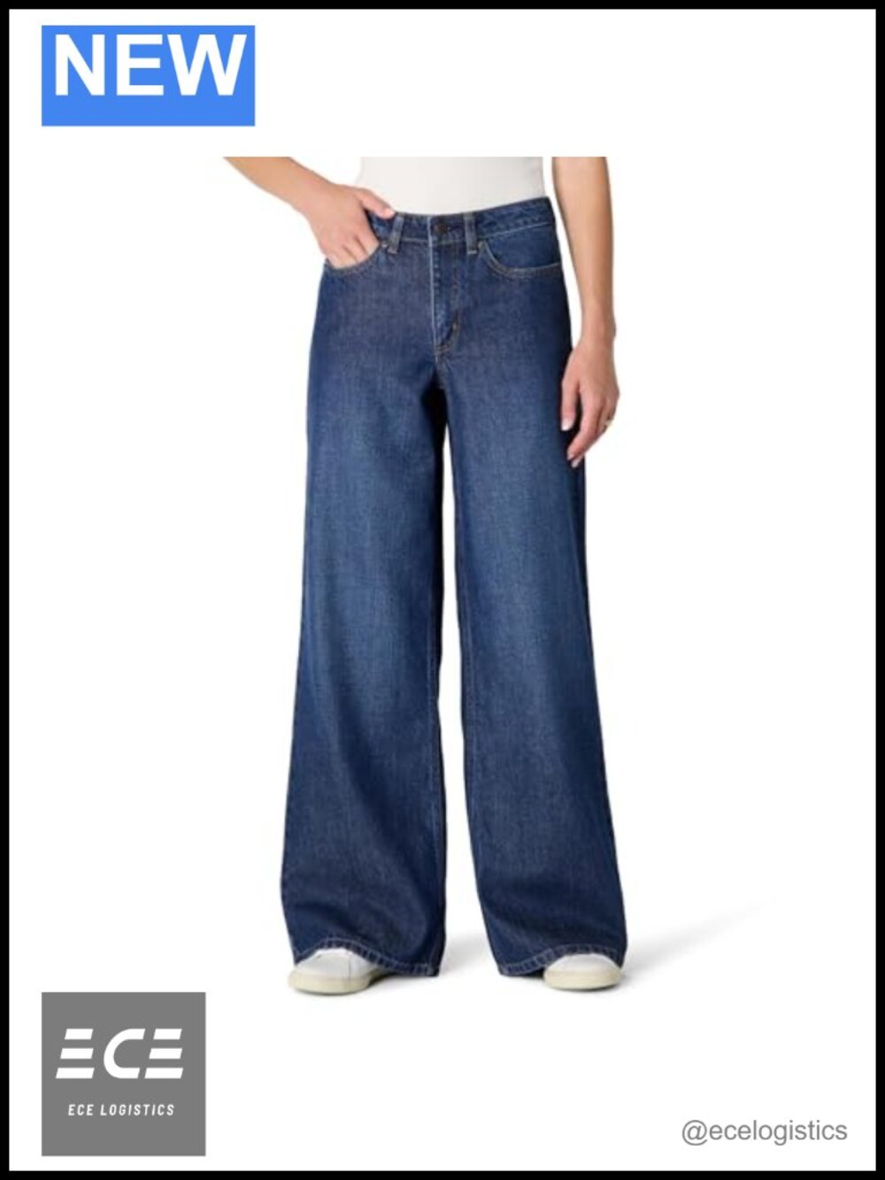 Ultra Soft Mid-Rise Wide Leg Jeans Full Length Cotton Blend Denim